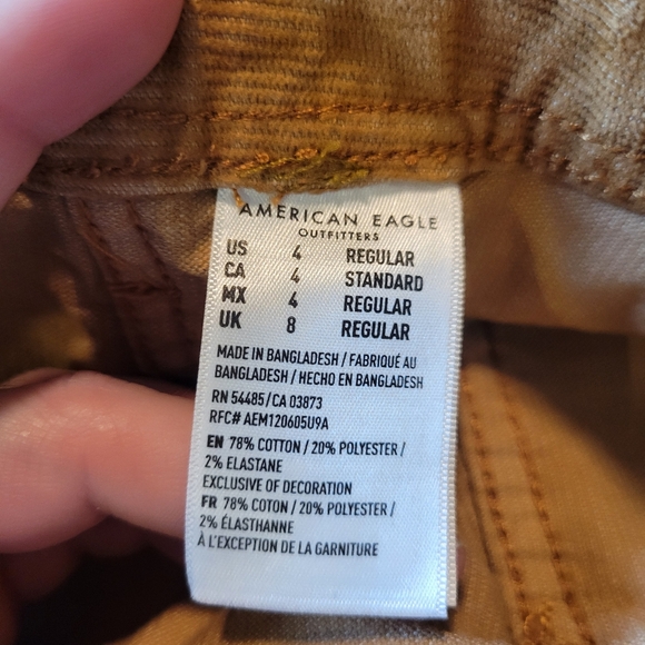 American Eagle Camel Tan Corduroy Button Front Mini Skirt - Picture 6 of 8